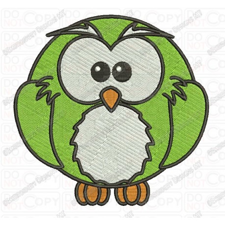 Fluffy Owl Full Stitch Embroidery Design in 3x3 4x4 and 5x7 Sizes