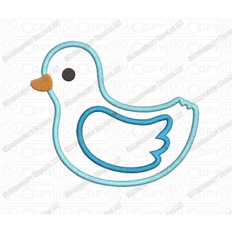 Blue Rubber Duck Ducky Applique Embroidery Design in 3x3 4x4 and 5x7 Sizes