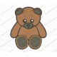 Teddy Bear Brown Full Stitch Embroidery Design in 3x3 4x4 and 5x7 Sizes
