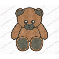 Teddy Bear Brown Full Stitch Embroidery Design in 3x3 4x4 and 5x7 Sizes