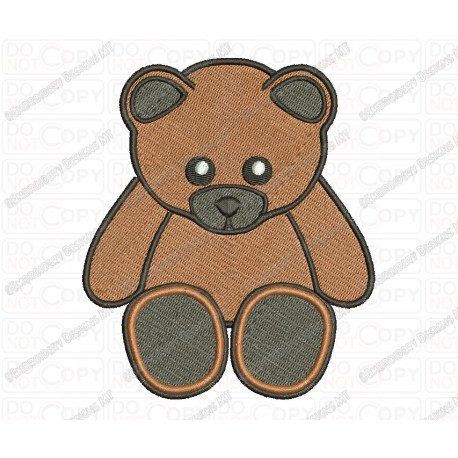 Teddy Bear Brown Full Stitch Embroidery Design in 3x3 4x4 and 5x7 Sizes
