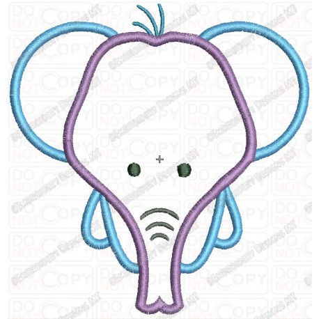 Basic Two Layer Elephant Head Applique Embroidery Design in 3x3 4x4 and 5x7 Sizes
