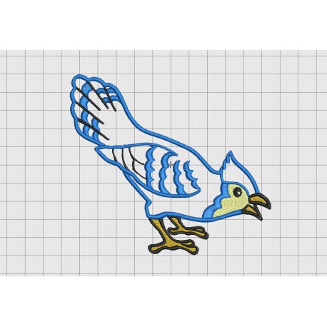 Bluejay Bird 1 Layer Applique Embroidery Design in 4x4 and 5x7 Sizes