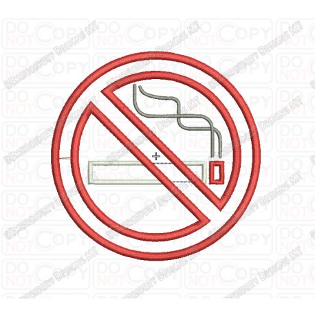 No Smoking Applique Embroidery Design in 3x3 4x4 and 5x7 Sizes