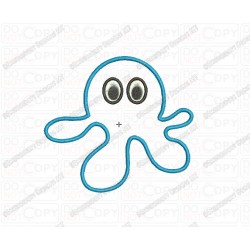 Octopus Cartoon Squid Applique Embroidery Design in 3x3 4x4 and 5x5 Sizes