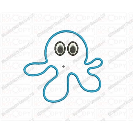 Octopus Cartoon Squid Applique Embroidery Design in 3x3 4x4 and 5x5 Sizes