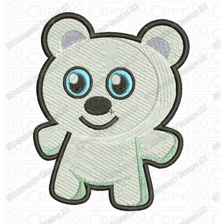Teddy Bear White Full Stitch Embroidery Design in 2x2 3x3 4x4 and 5x7 Sizes