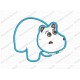 Hippopotamus Hippo 1 Layer Applique Embroidery Design in 3x3 4x4 and 5x7 Sizes