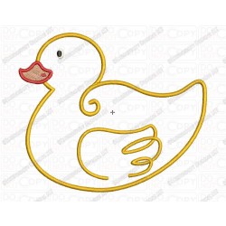 Yellow Duck Applique Embroidery Design in 3x3 4x4 and 5x7 Sizes