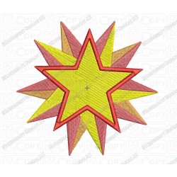 Sun Star Embroidery Design in 3x3 4x4 and 5x7 Sizes