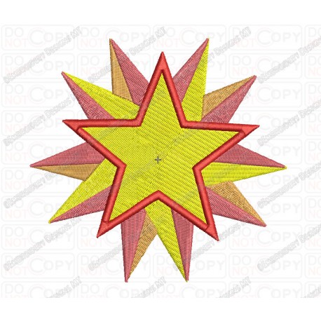 Sun Star Embroidery Design in 3x3 4x4 and 5x7 Sizes