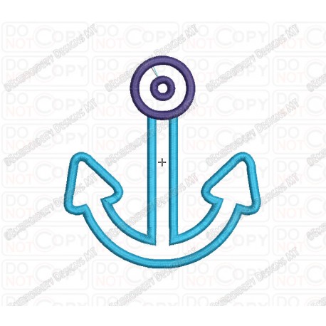 Anchor 2 Layer Applique Embroidery Design in 3x3 4x4 and 5x5 Sizes