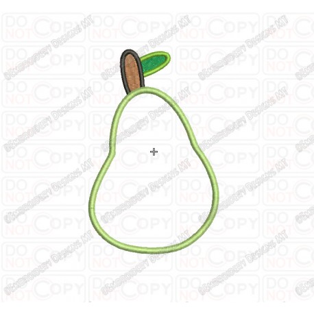 Pear Stem and Leaf Applique Embroidery Design in 3x3 4x4 and 5x7 Sizes
