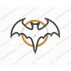 Bat Moon Halloween Applique Embroidery Design in 3x3 4x4 and 5x7 Sizes