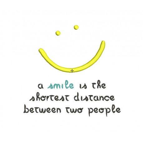 Smile Happy Quote Embroidery Design in 3x3 4x4 and 5x7 Sizes