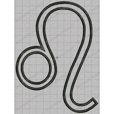 Leo Zodiac Sign Applique Embroidery Design in 4x4 and 5x7 Sizes