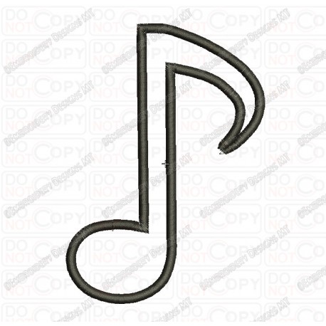 Eighth Musical Note Applique Embroidery Design in 2x2 3x3 4x4 5x7