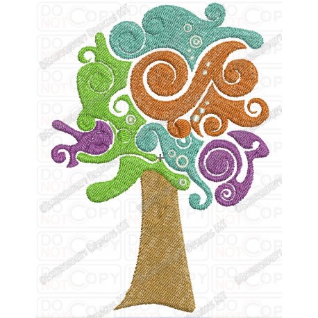 Weird Colorful Tree Embroidery Design in 4x4 and 5x7 Sizes