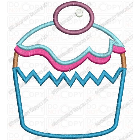 Very Berry Cupcake Applique Embroidery Design in 4x4 and 5x7 Sizes