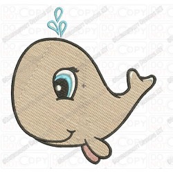 Girly Whale Embroidery Design in 3x3 4x4 and 5x7 Sizes