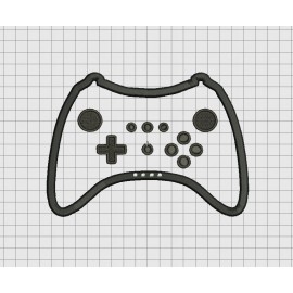 Video Game Controller Nintendo Wii U Pro Style Applique Embroidery Design in 4x4 and 5x7 Sizes