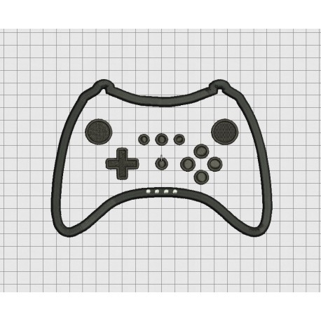 Video Game Controller Nintendo Wii U Pro Style Applique Embroidery Design in 4x4 and 5x7 Sizes