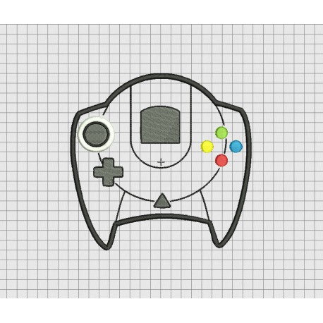 Video Game Controller Sega Dreamcast Style Applique Embroidery Design in 4x4 5x5 6x6 and 7x7 Sizes