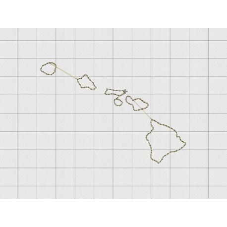 Hawaii State Felt Embroidery Design in 1 inch, 1.5 inch, 2 inch, and 3 inch Sizes