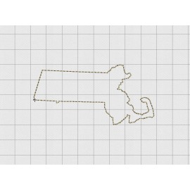 Massachusetts State Felt Embroidery Design in 1 inch, 1.5 inch, 2 inch, and 3 inch Sizes