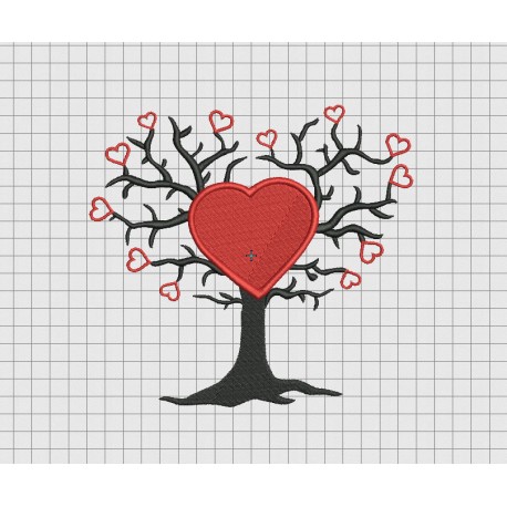 Tree of Life Heart Embroidery Design in 4x4 5x5 6x6 and 7x7 Sizes