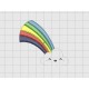 Rainbow Cloud Smile Felt Embroidery Design in 1.5" 2" and 2.5" Sizes
