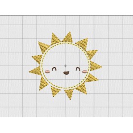 Sun Shine Smile Felt Embroidery Design in 1 inch 1.5" and 2" Sizes
