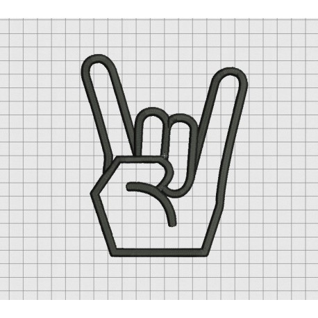 Rock On Hand Applique Sign Embroidery Design in 3x3 4x4 5x5 and 6x6 Sizes