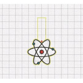 Atom Keytag Luggage Tag Felt Embroidery Design in 1.75", 2", 3", and 4" Sizes