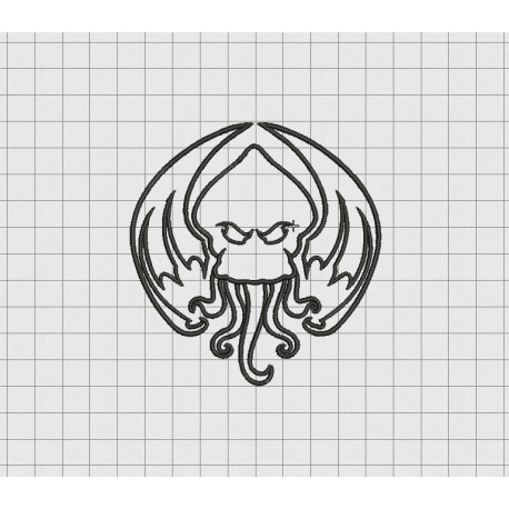 Cthuluh Outline Embroidery Design in 2x2 3x3 4x4 5x5 6x6 and 7x7 Sizes