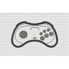 Video Game Controller Sega Saturn Style Applique Embroidery Design in 4x4 and 5x7 Sizes