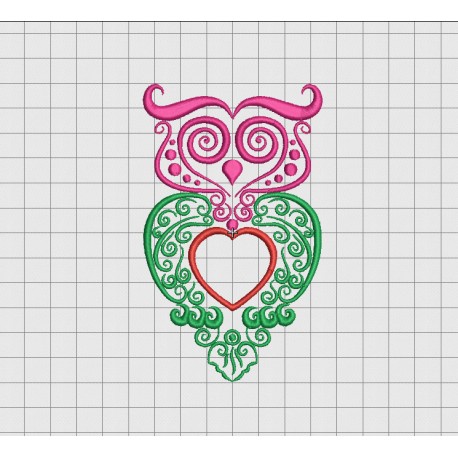 Owl Line Art Full Stitch Embroidery Design in 4x4 5x5 and 6x6 Sizes