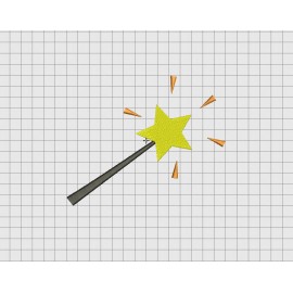 Wand Pointy Star Embroidery Design in 4x4 and 5x7 Sizes