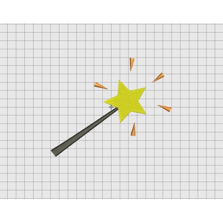 Wand Pointy Star Embroidery Design in 4x4 and 5x7 Sizes