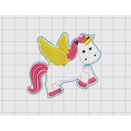 Unicorn Pegasus Felt Embroidery Design in 1.5" 2 inch and 3" Sizes