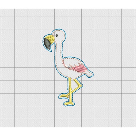 Flamingo Bird Felt Embroidery Design in 1.5" 2 inch and 3" Sizes