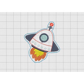 Rocket Ship 2 Felt Embroidery Design in 1.5" 2 inch and 3" Sizes