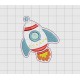 Rocket Ship Felt Embroidery Design in 1.5" 2 inch and 3" Sizes