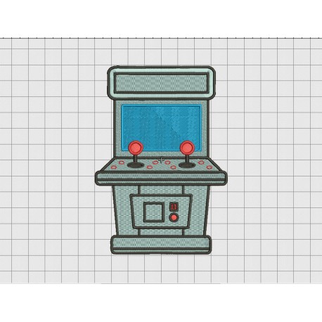 Arcade Game Cabinet Applique Embroidery Design in 4x4 5x5 and 6x6 Sizes