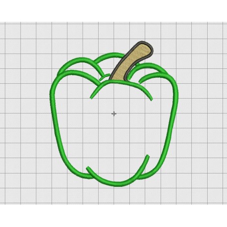Bell Green Pepper Applique Embroidery Design in 3x3 4x4 and 5x5 Sizes