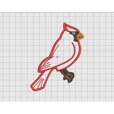 Cardinal Bird 1 Layer Applique Embroidery Design in 4x4 5x5 and 6x6 Sizes