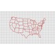 United States USA Country Straight Stitch Outline Embroidery Design in 3x3 4x4 and 5x7 Sizes