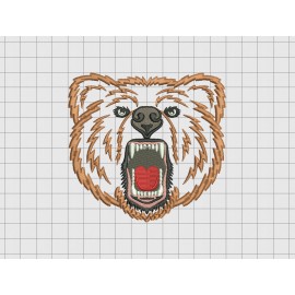 Bear Angry Grizzly Face Applique Embroidery Design in 3x3 4x4 and 5x5 Sizes