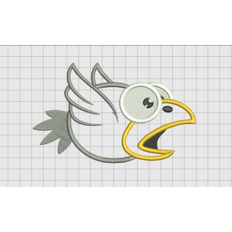 Bird Raven 2 Layer Applique Embroidery Design in 3x3 4x4 and 5x7 Sizes