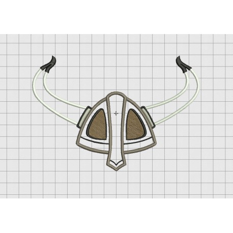 Horned Helmet 2 Layer Applique Embroidery Design in 4x4 and 5x7 Sizes